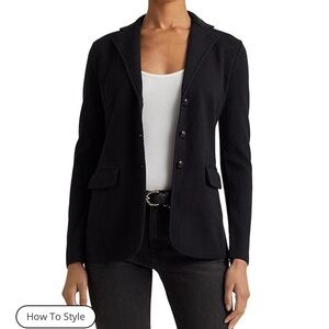 Ralph Lauren Notch Lapel Long Sleeve Cotton Knit Blazer